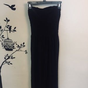 Charlotte Russe Black Strapless Wide-leg Jumpsuit